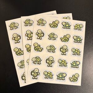 3 Sheets of Vintage Turtle Stickers - 20 Stickers Per Sheet